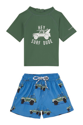 Surf Safari Rash Top and Swim Shorts Set